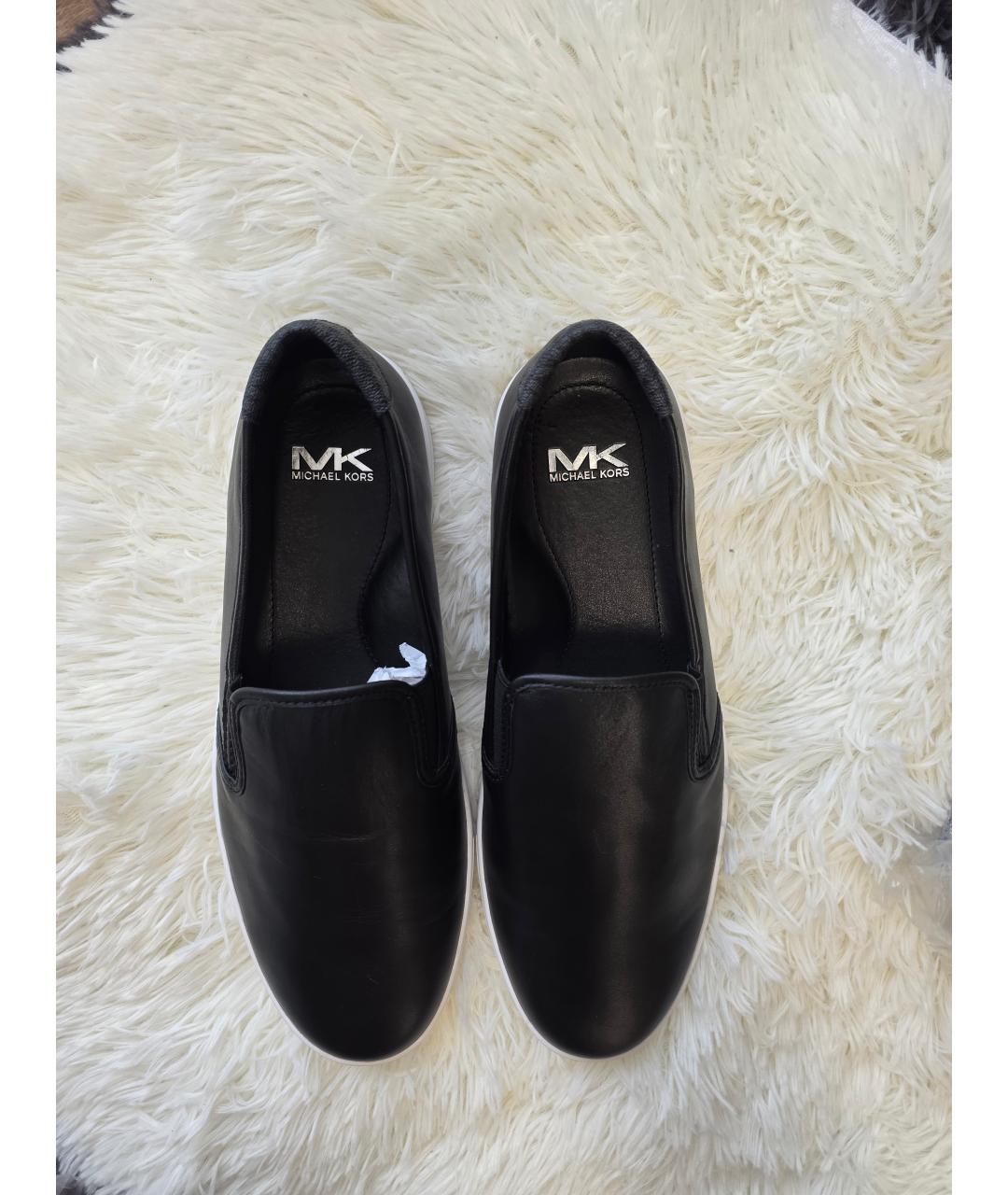 MICHAEL KORS Черные кожаные слипоны, фото 2