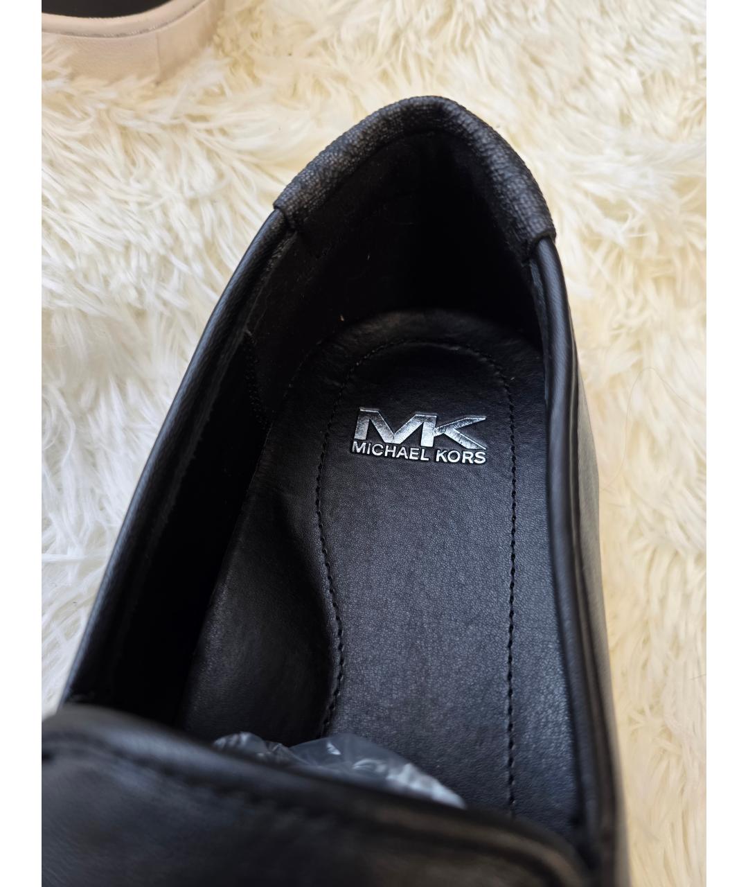 MICHAEL KORS Черные кожаные слипоны, фото 8