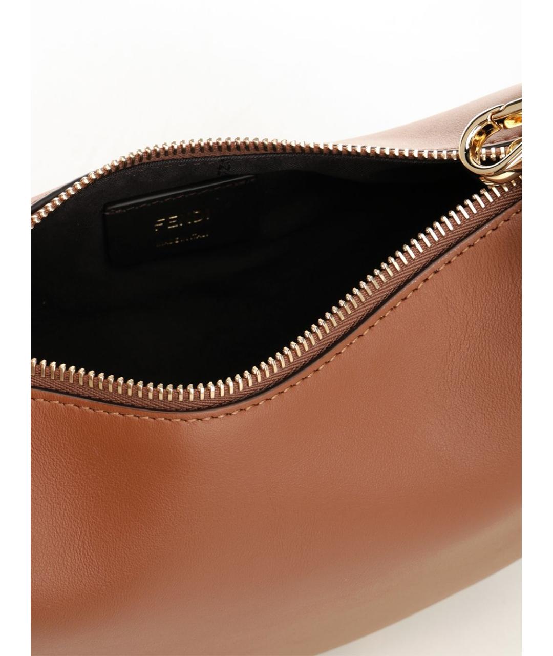 FENDI Коричневая кожаная сумка через плечо, фото 4