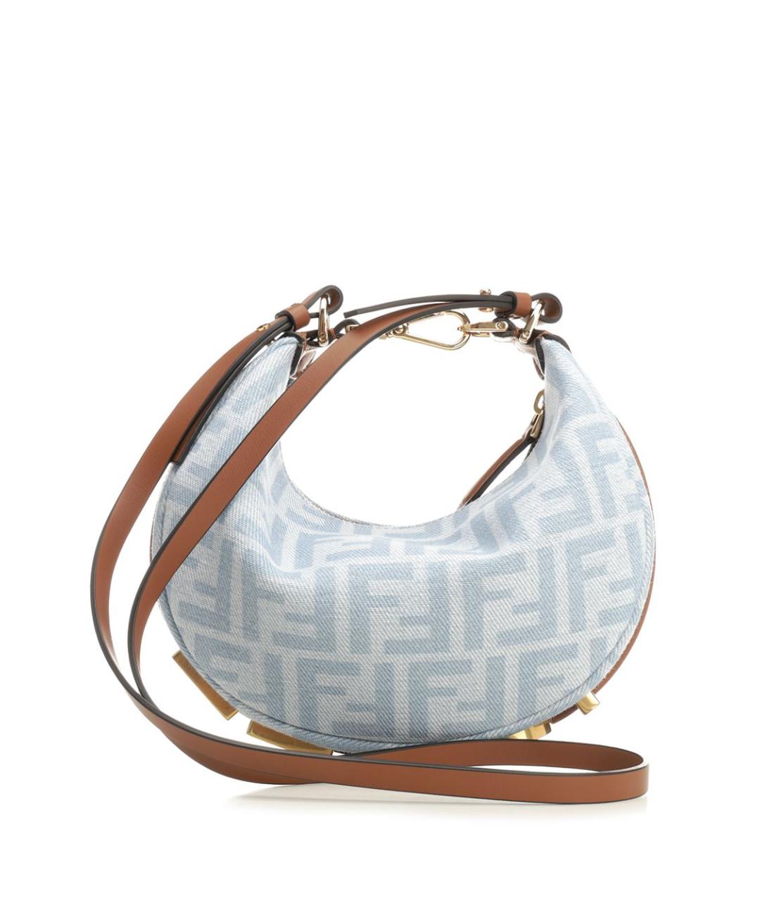 FENDI Голубая деним сумка через плечо, фото 3