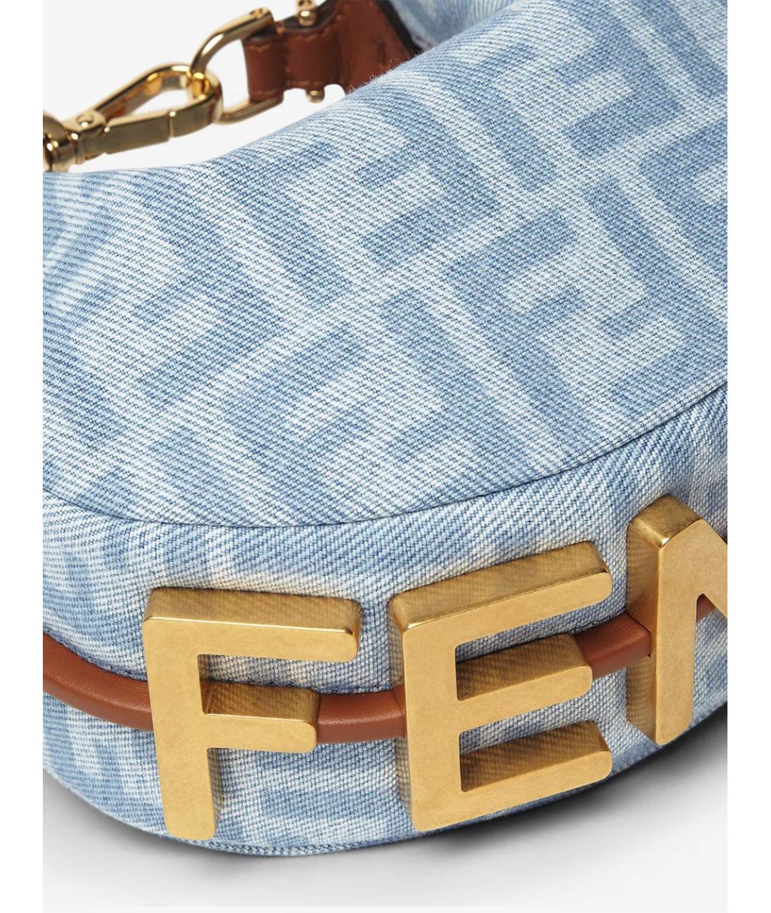 FENDI Голубая деним сумка через плечо, фото 5
