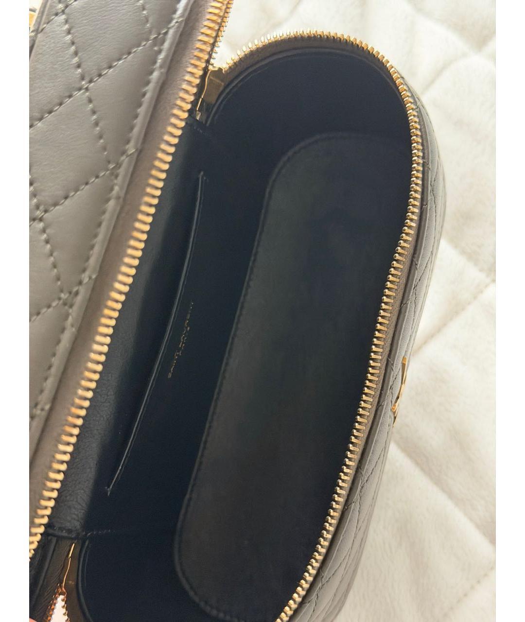 SAINT LAURENT Коричневая кожаная сумка с короткими ручками, фото 6
