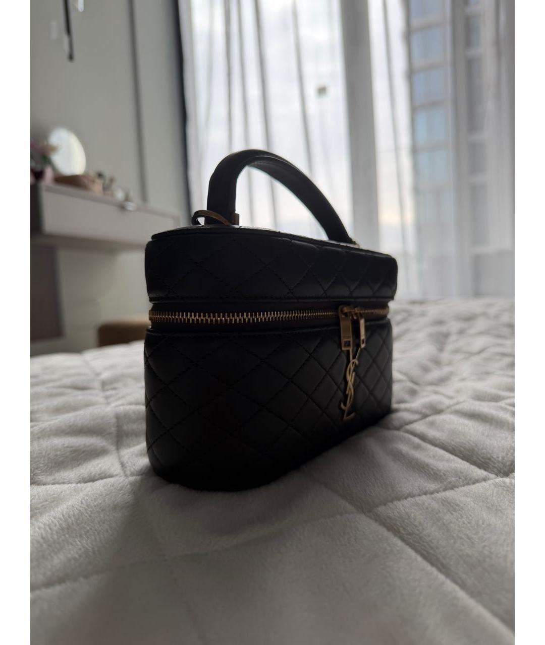 SAINT LAURENT Коричневая кожаная сумка с короткими ручками, фото 2