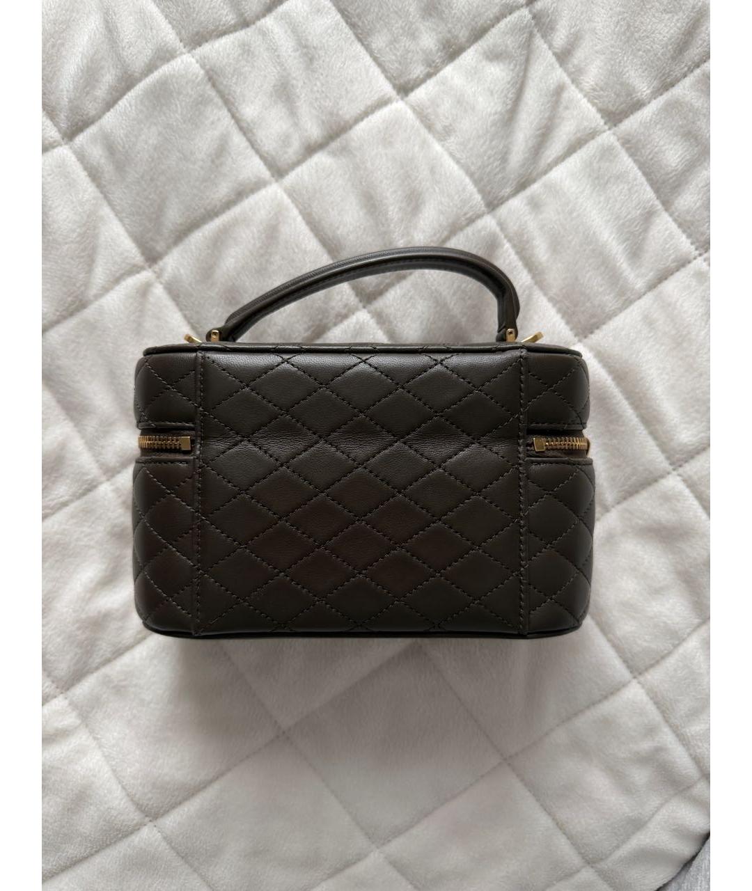 SAINT LAURENT Коричневая кожаная сумка с короткими ручками, фото 3