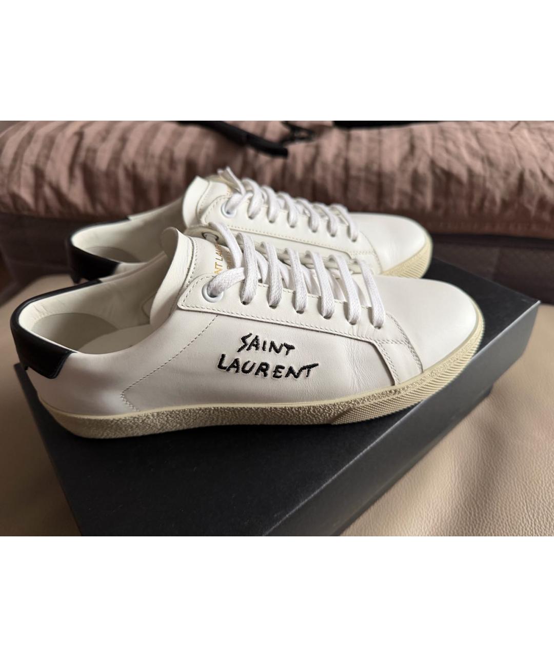 SAINT LAURENT Белые кожаные кеды, фото 9