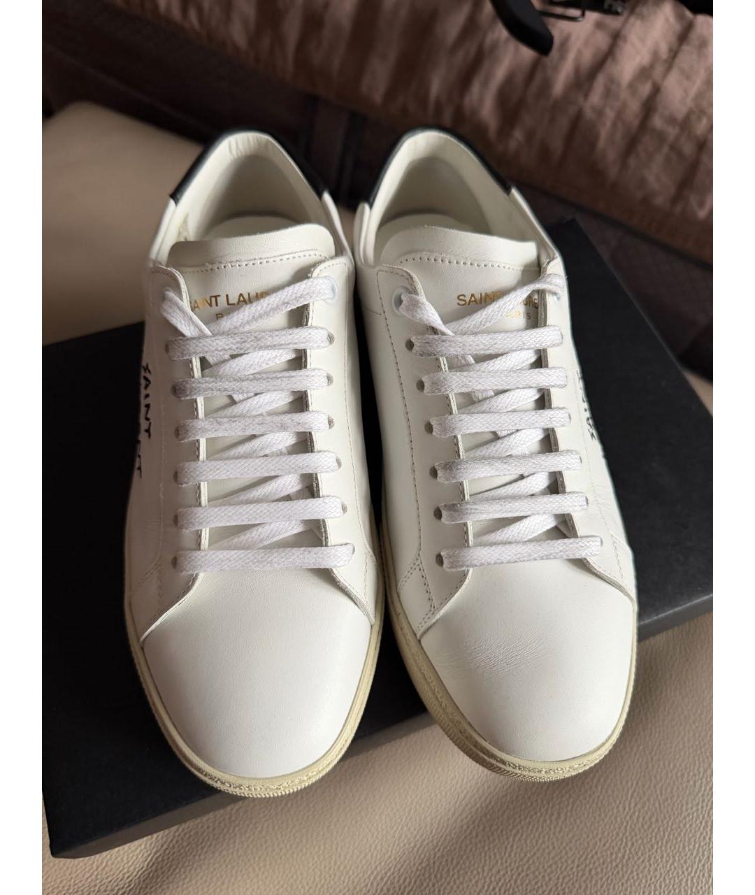 SAINT LAURENT Белые кожаные кеды, фото 2