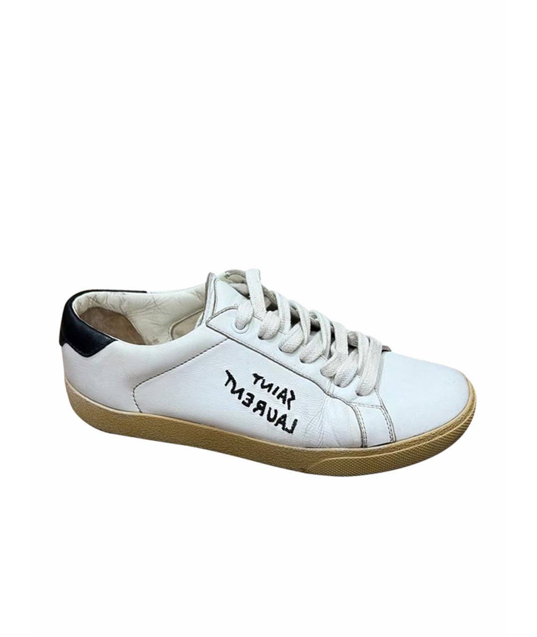 SAINT LAURENT Белые кожаные кеды, фото 1