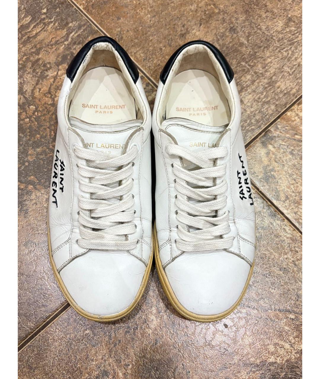 SAINT LAURENT Белые кожаные кеды, фото 2