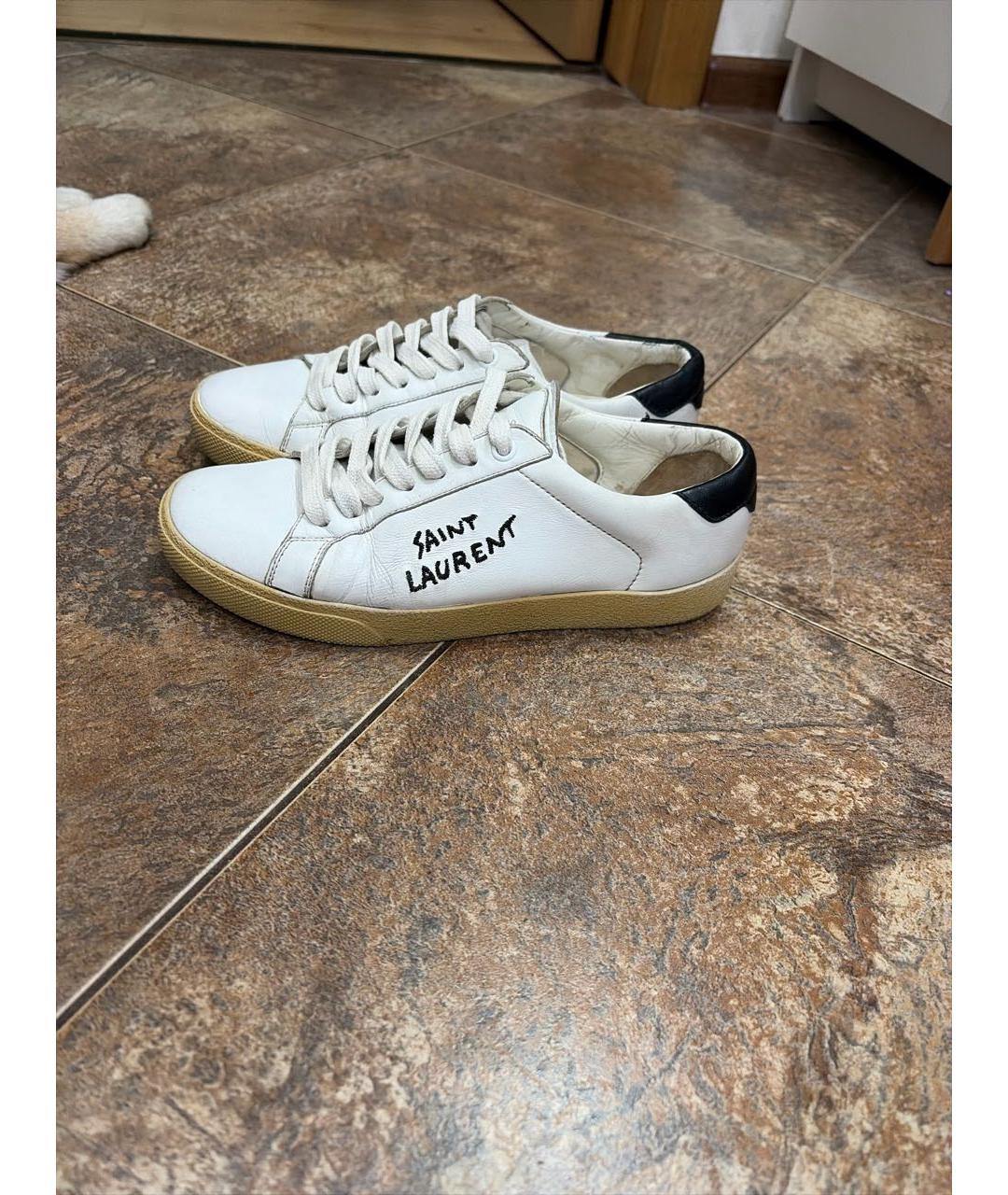 SAINT LAURENT Белые кожаные кеды, фото 9