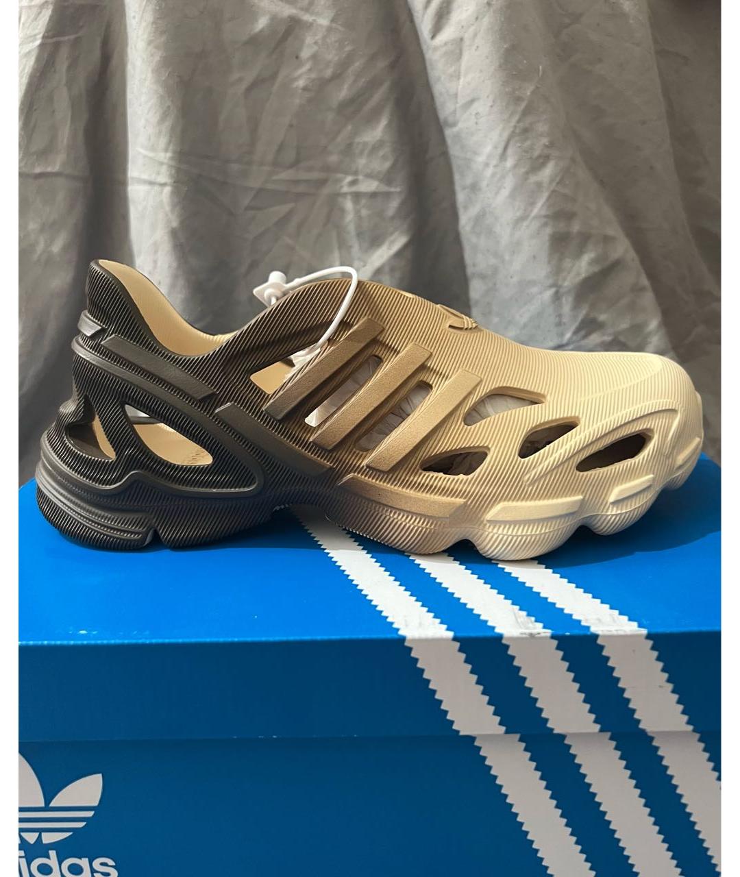 ADIDAS Бежевые резиновые шлепанцы, фото 5