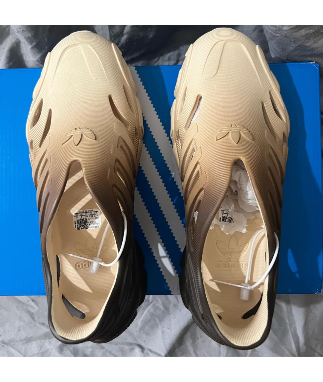 ADIDAS Бежевые резиновые шлепанцы, фото 3