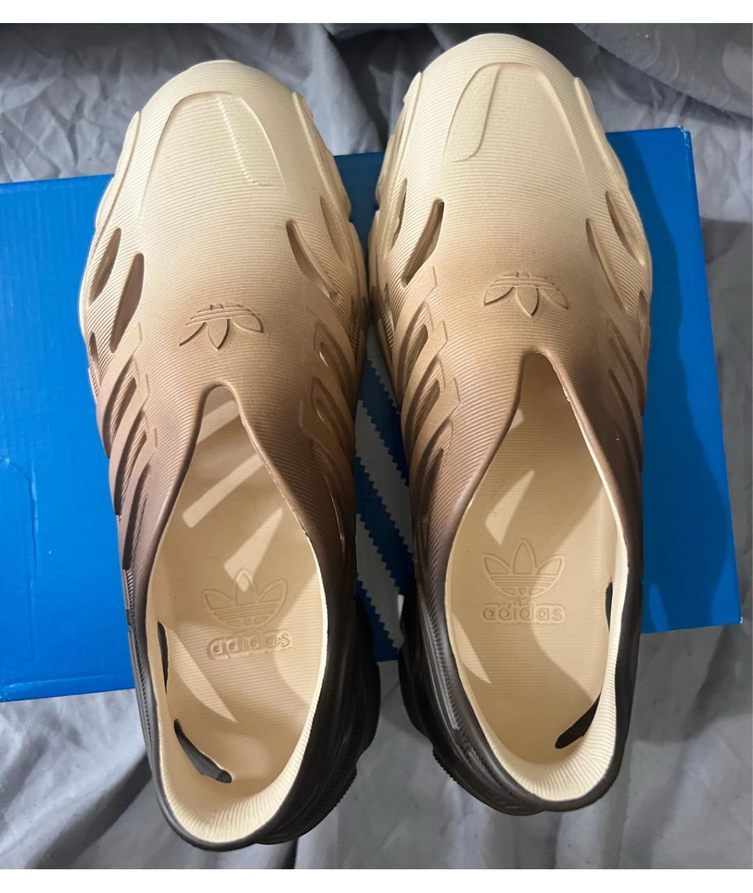 ADIDAS Бежевые резиновые шлепанцы, фото 3
