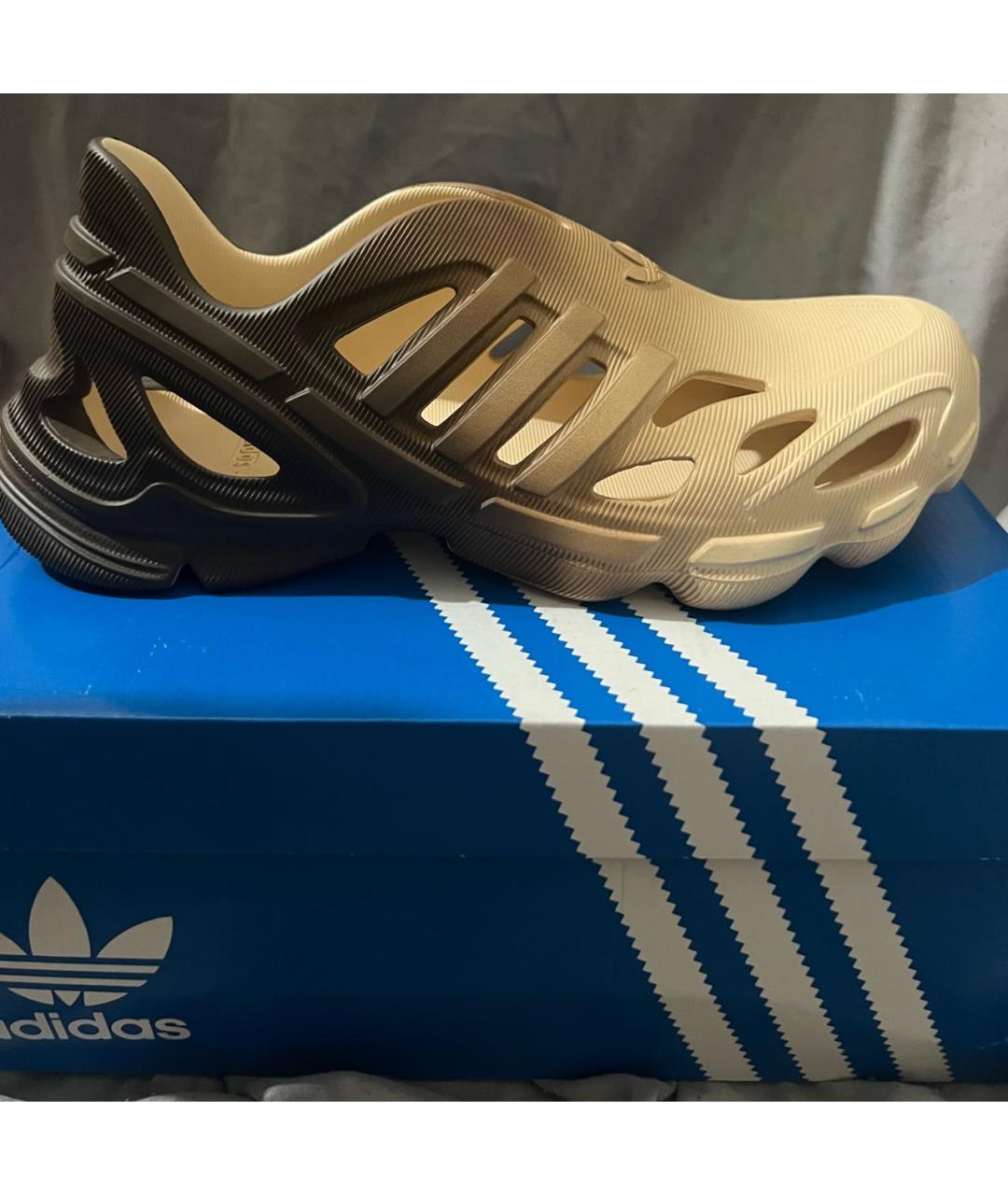 ADIDAS Бежевые резиновые шлепанцы, фото 6