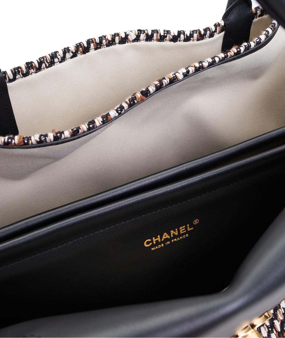 CHANEL Коричневая тканевая сумка тоут, фото 4
