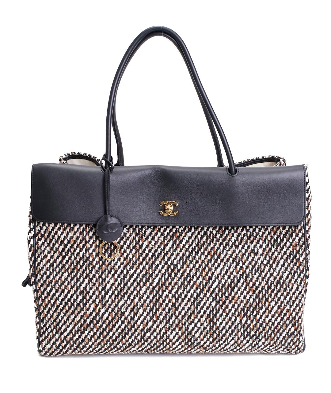 CHANEL Коричневая тканевая сумка тоут, фото 1