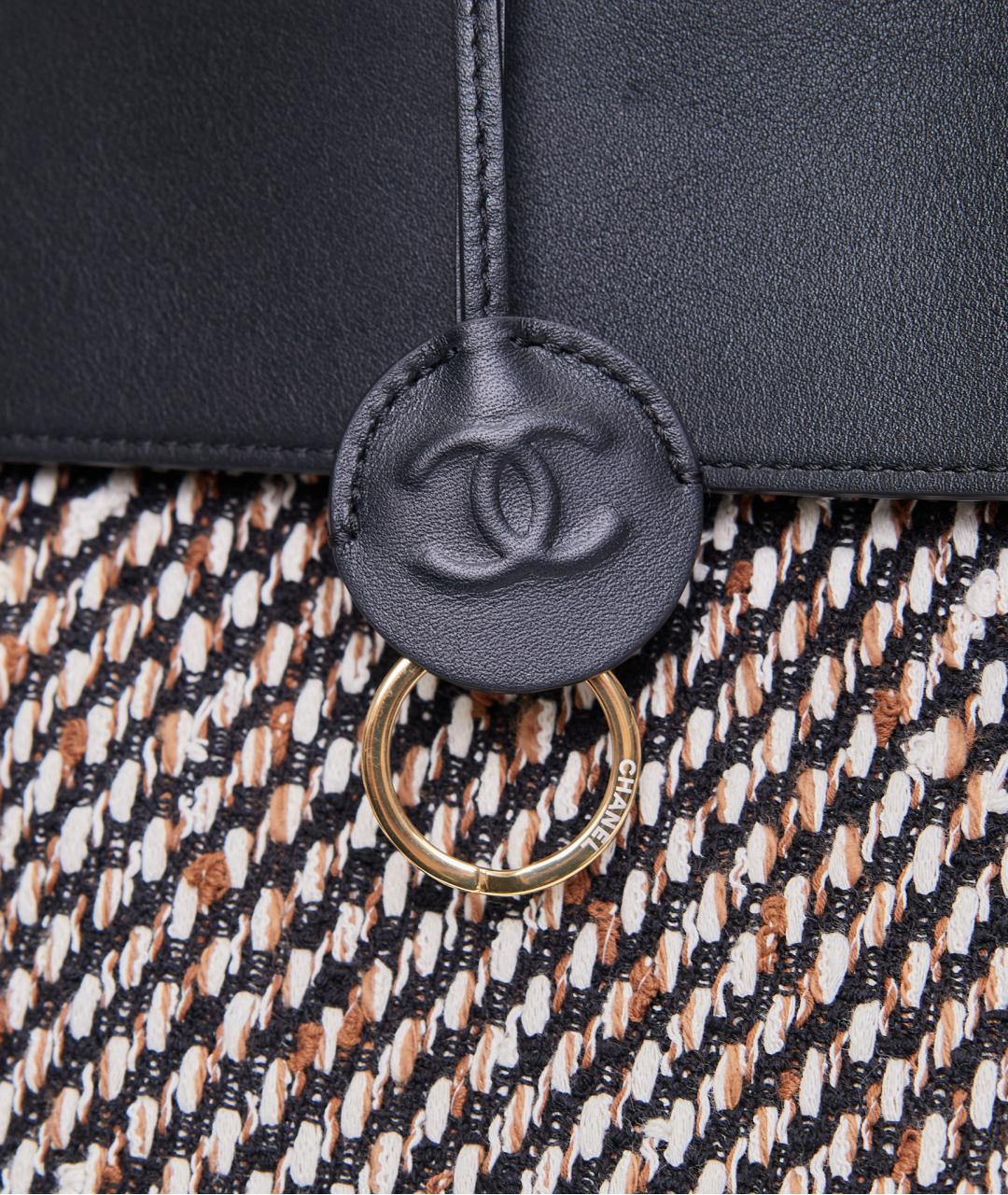 CHANEL Коричневая тканевая сумка тоут, фото 7
