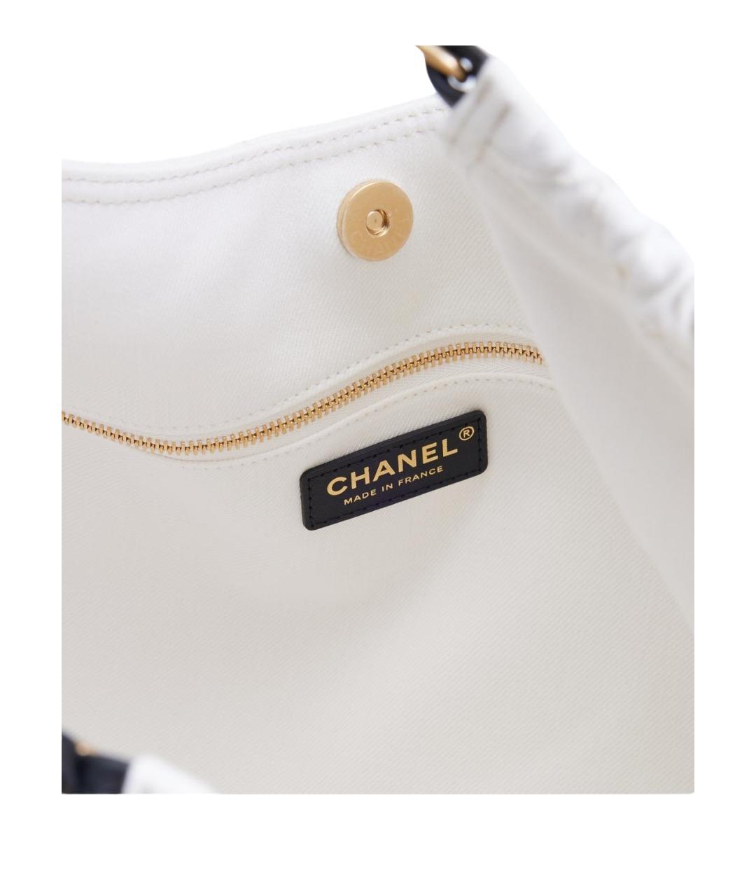 CHANEL Белая тканевая сумка тоут, фото 6