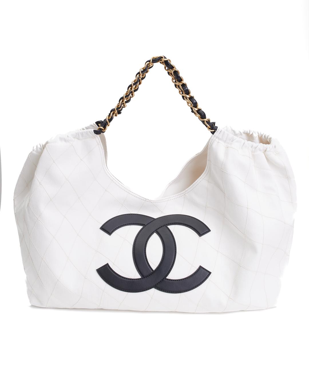 CHANEL Белая тканевая сумка тоут, фото 1