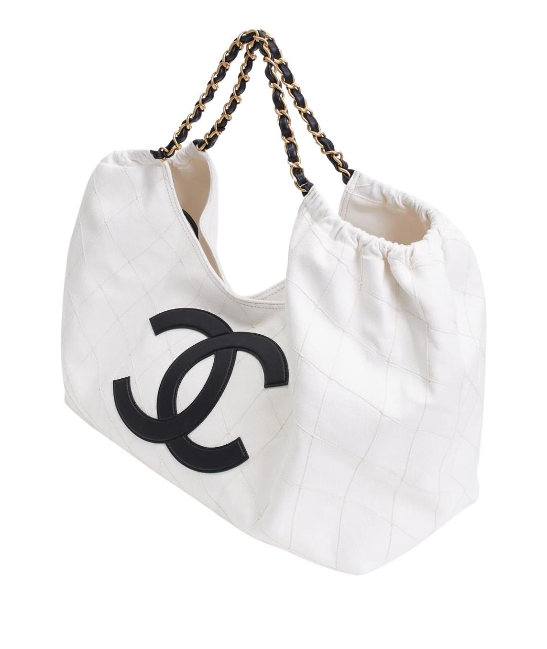 CHANEL Белая тканевая сумка тоут, фото 3
