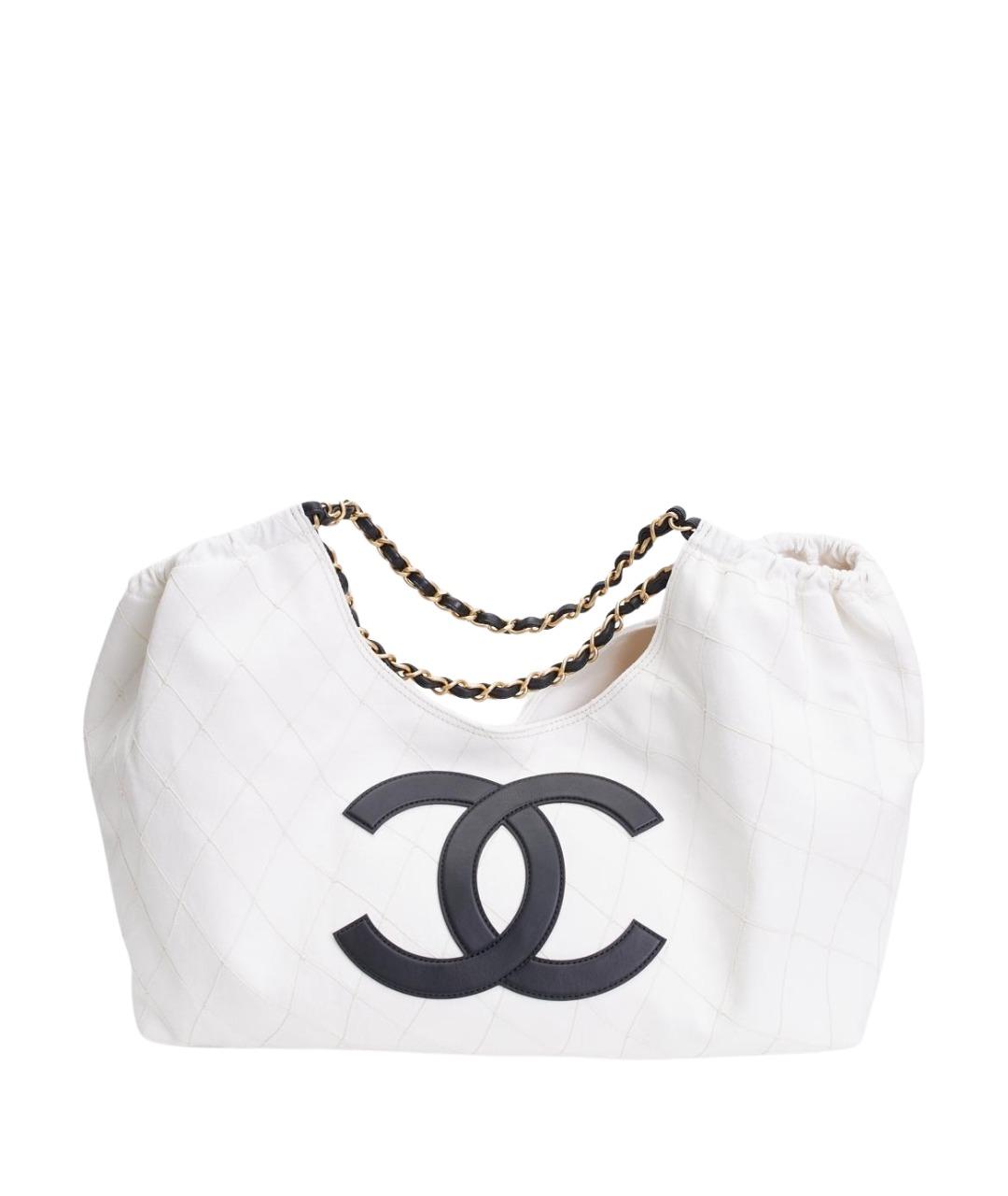 CHANEL Белая тканевая сумка тоут, фото 2