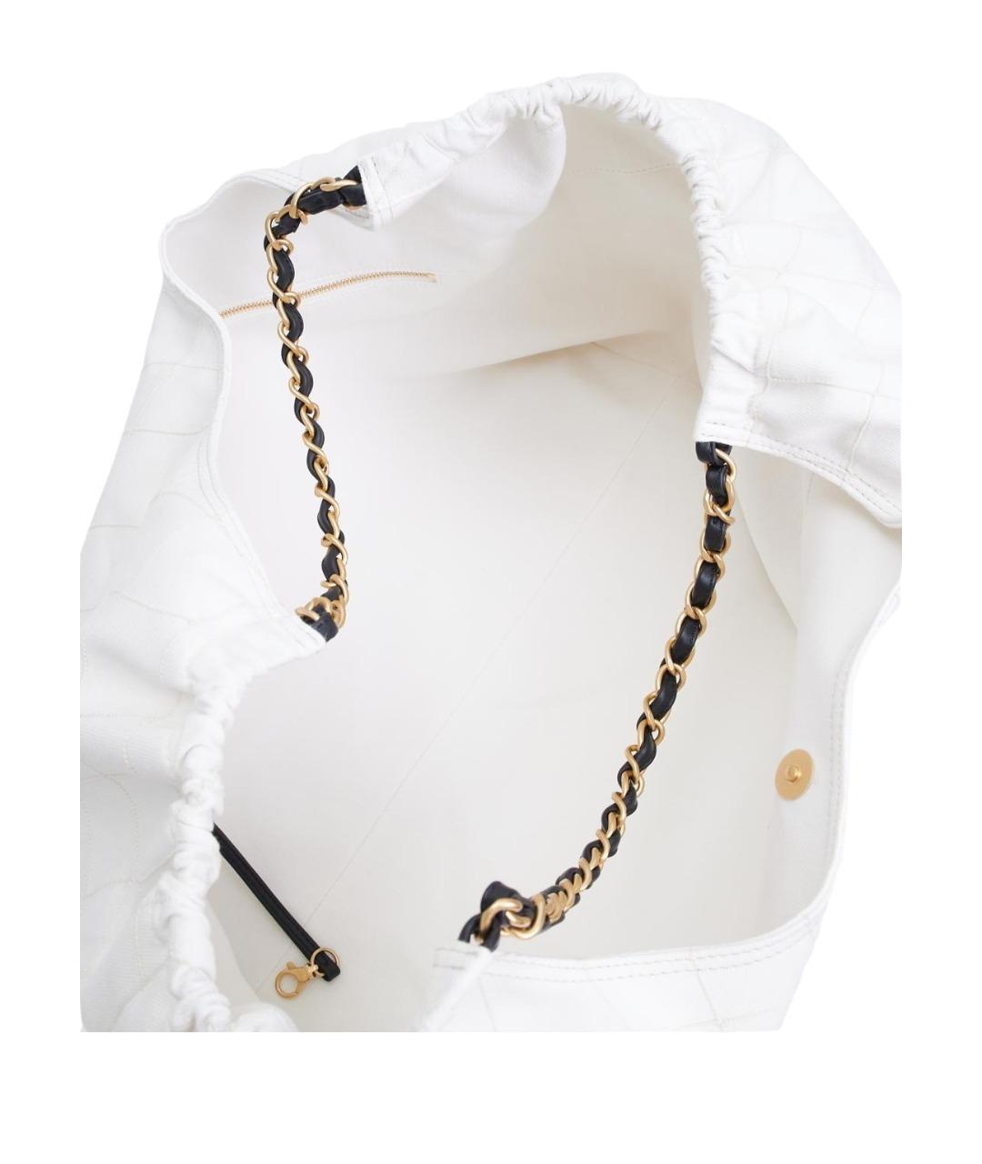 CHANEL Белая тканевая сумка тоут, фото 5