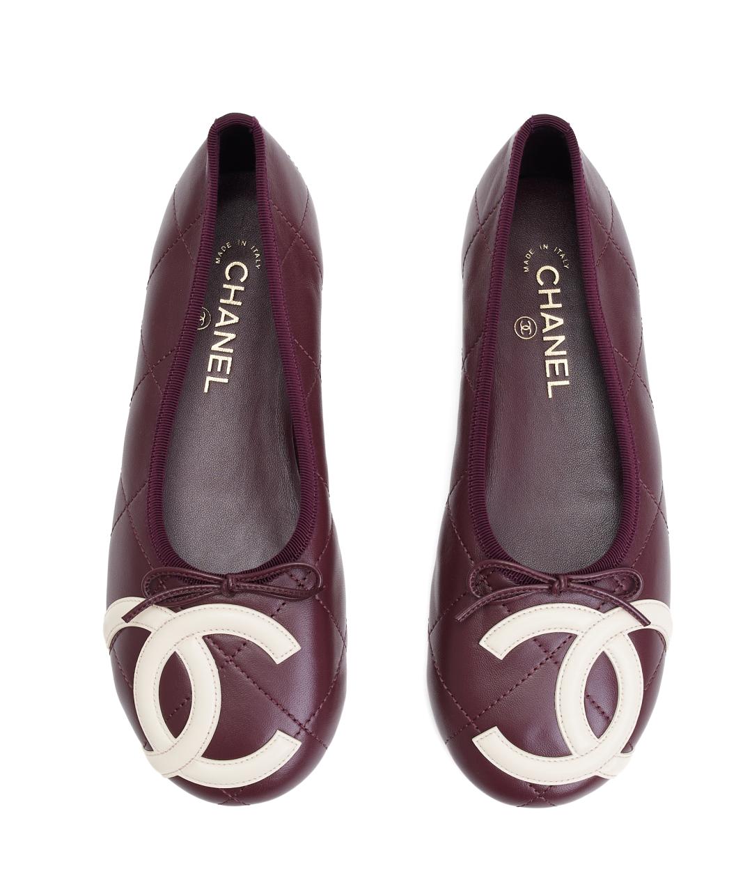 CHANEL Бордовые кожаные балетки, фото 3