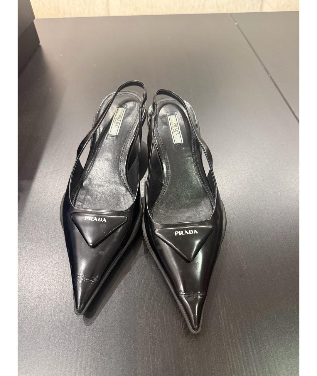 PRADA Черные кожаные босоножки, фото 3