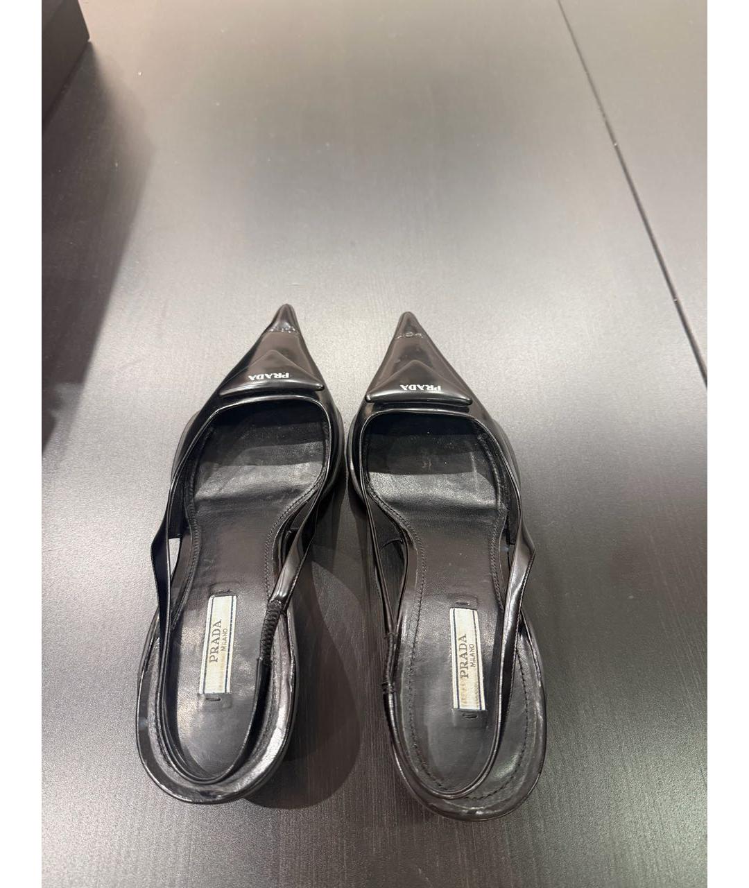 PRADA Черные кожаные босоножки, фото 4