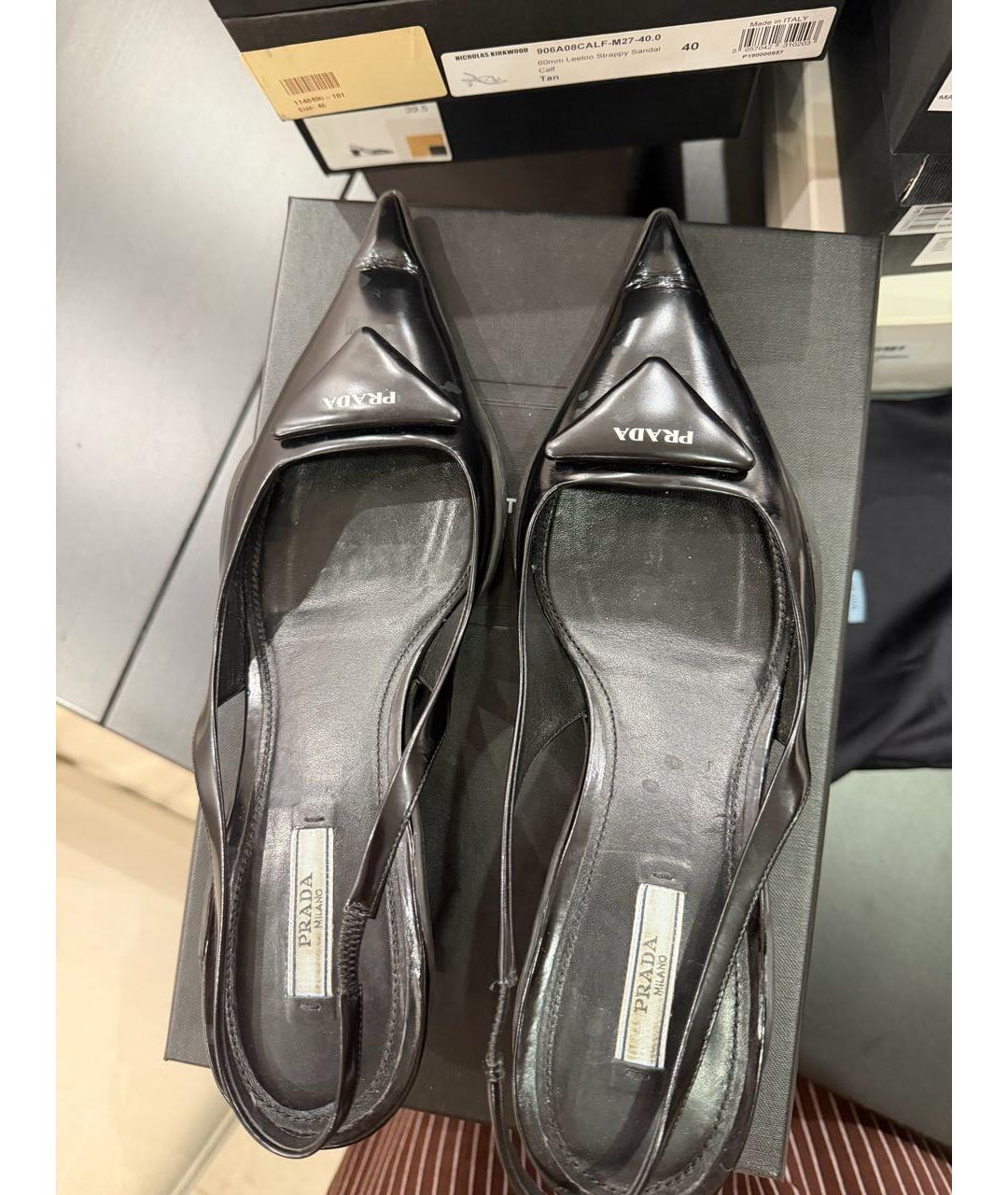 PRADA Черные кожаные босоножки, фото 2