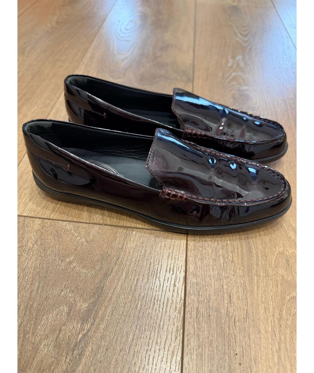 TOD'S Бордовые лоферы из лакированной кожи, фото 7