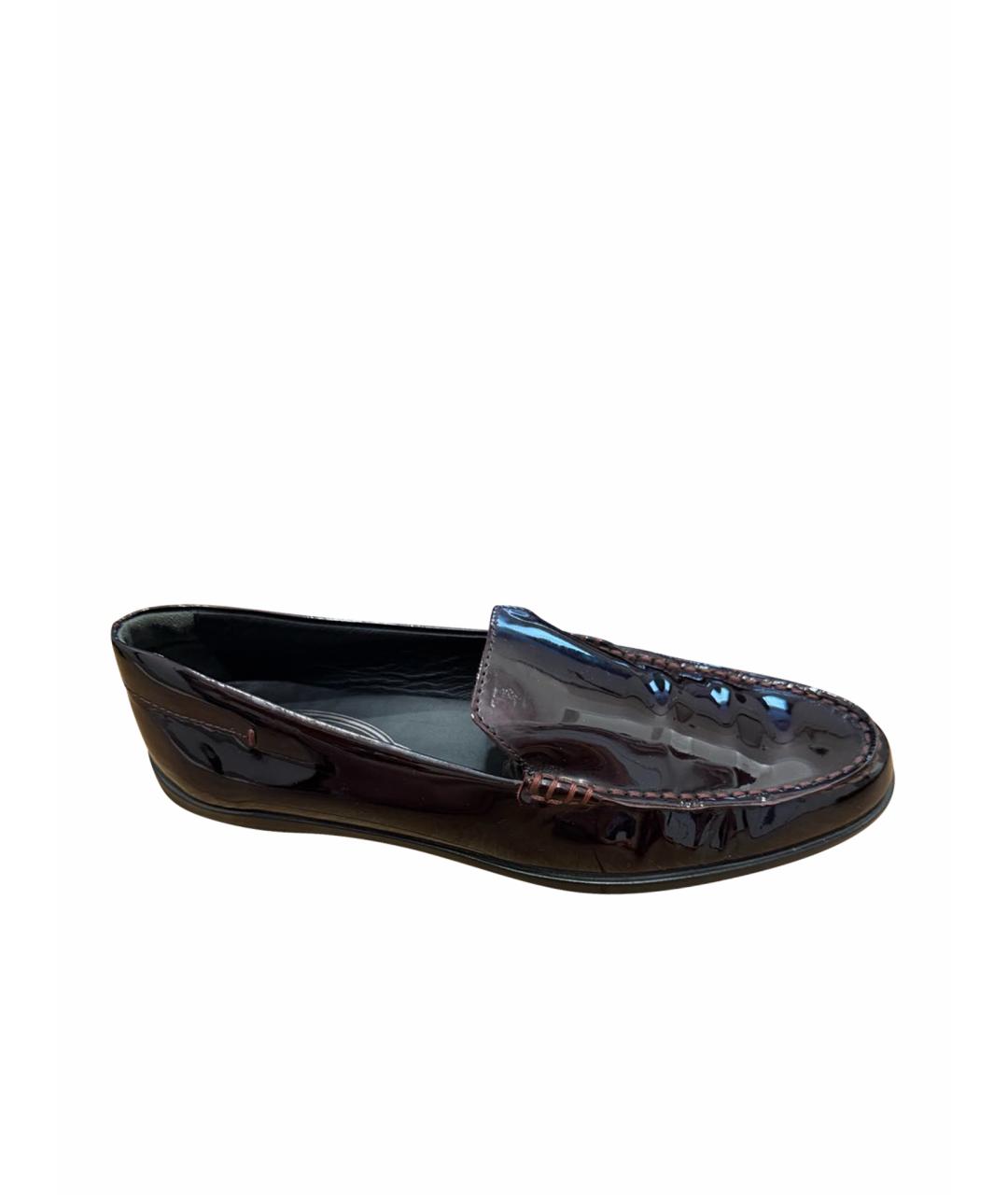 TOD'S Бордовые лоферы из лакированной кожи, фото 1