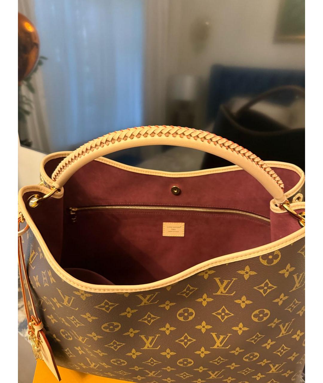 LOUIS VUITTON Коричневая кожаная сумка тоут, фото 3