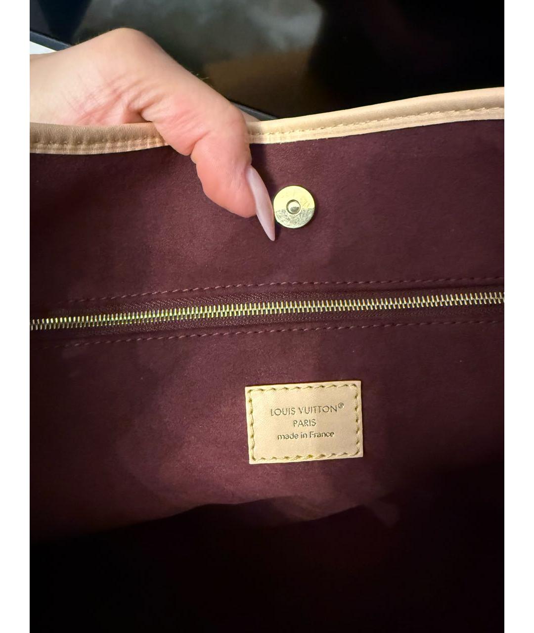 LOUIS VUITTON Коричневая кожаная сумка тоут, фото 7