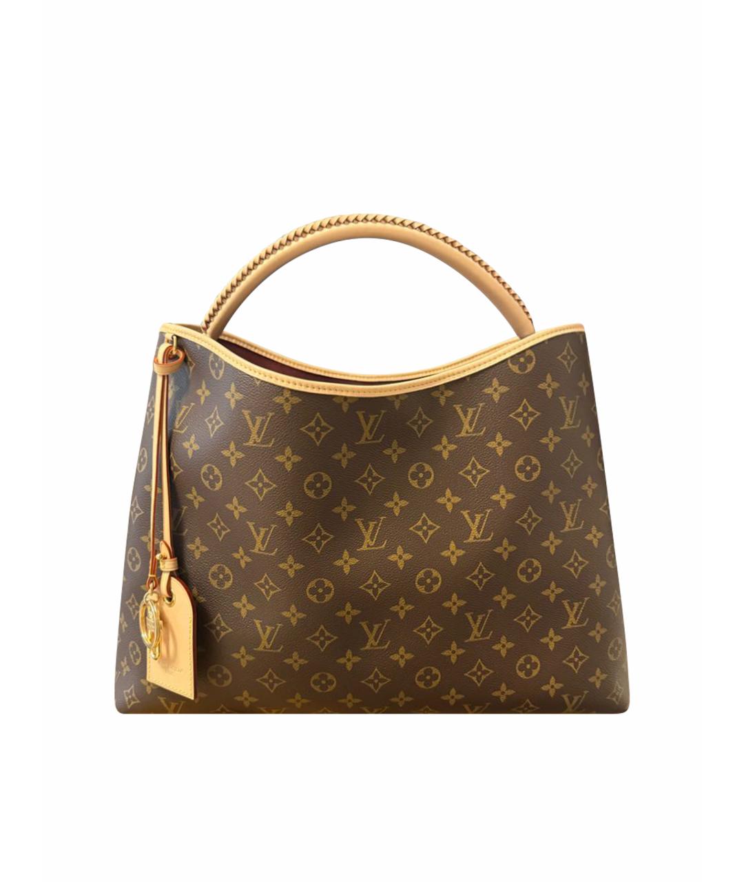 LOUIS VUITTON Коричневая кожаная сумка тоут, фото 8