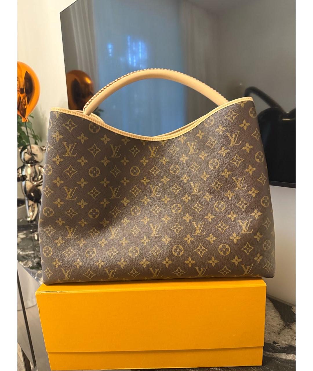 LOUIS VUITTON Коричневая кожаная сумка тоут, фото 2