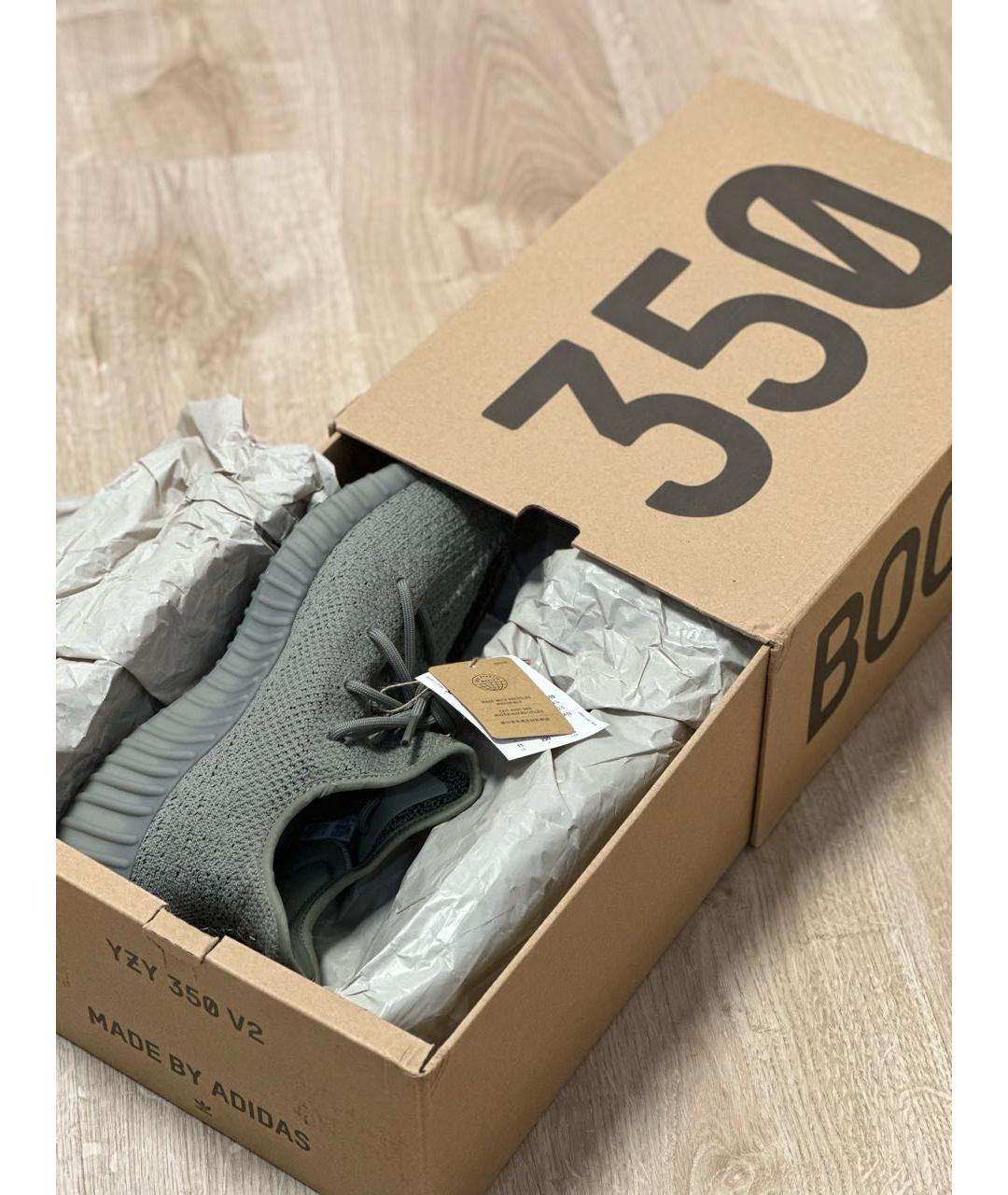 ADIDAS YEEZY Серые текстильные низкие кроссовки / кеды, фото 5