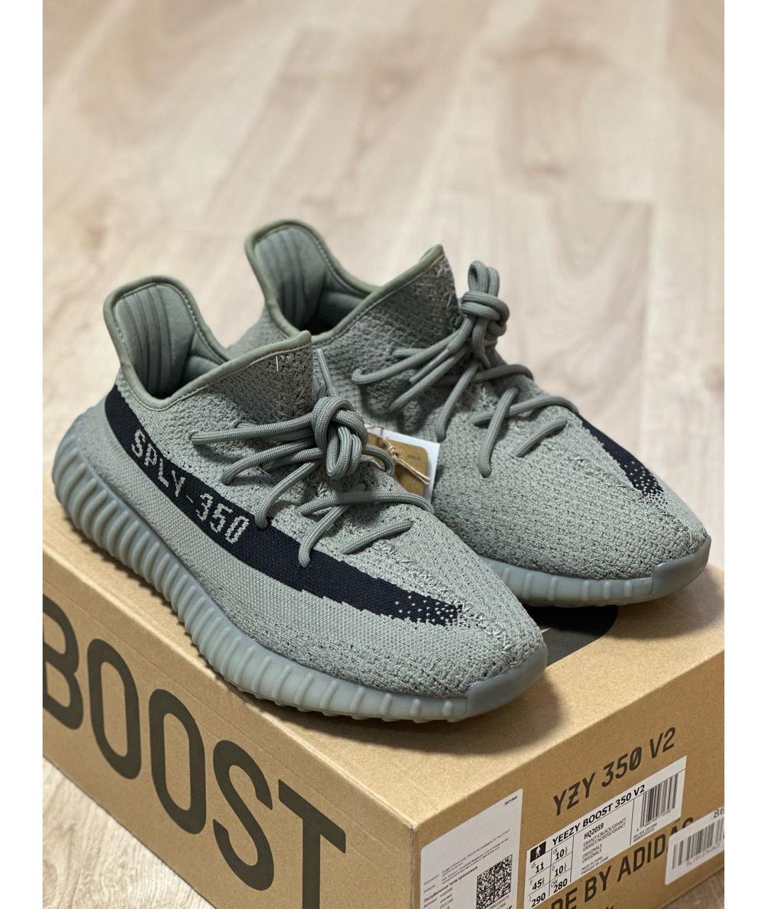 ADIDAS YEEZY Серые текстильные низкие кроссовки / кеды, фото 3