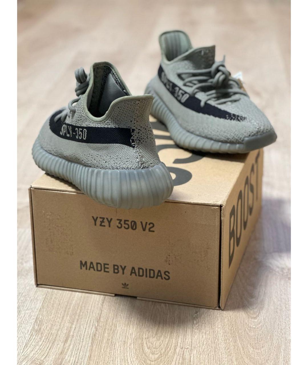 ADIDAS YEEZY Серые текстильные низкие кроссовки / кеды, фото 4