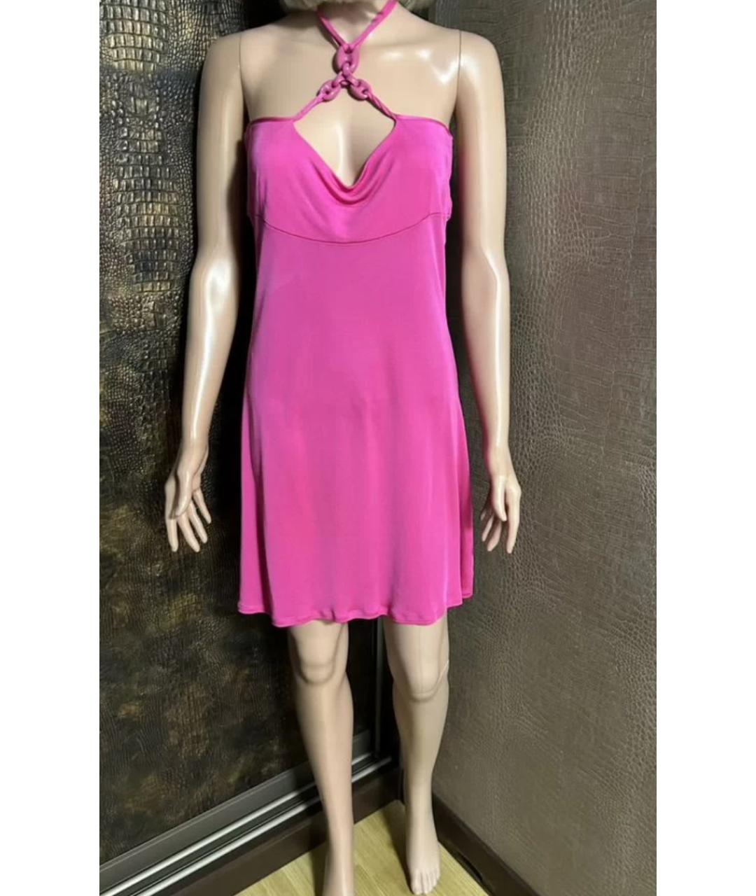 VERSACE Розовое вискозное коктейльное платье, фото 7