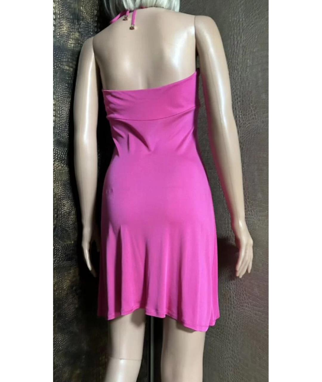 VERSACE Розовое вискозное коктейльное платье, фото 2
