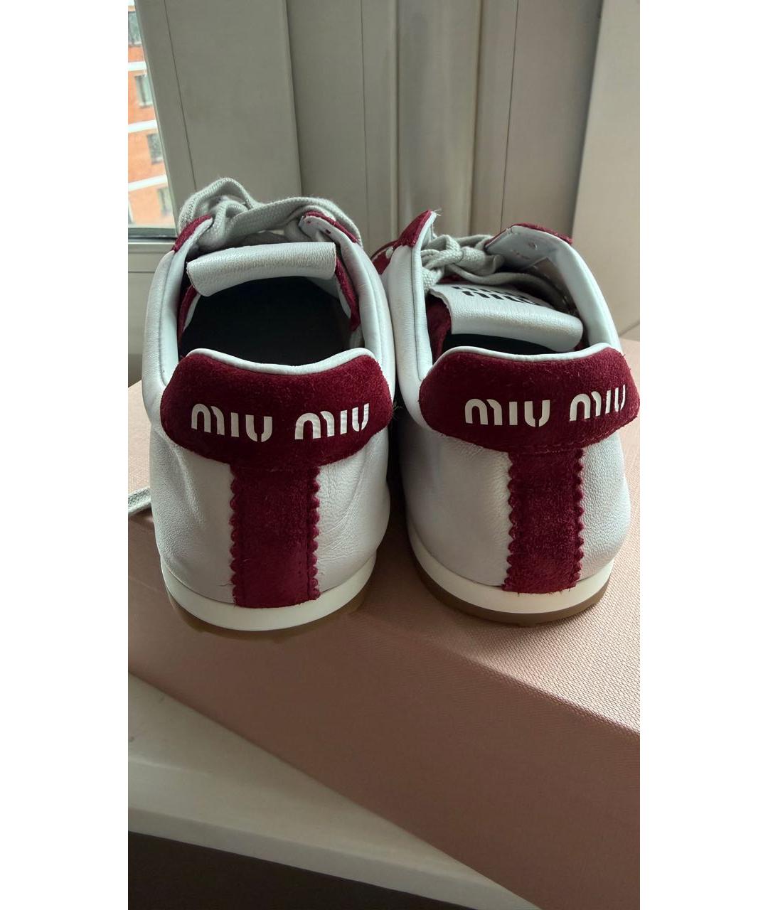 MIU MIU Белые кожаные кеды, фото 4