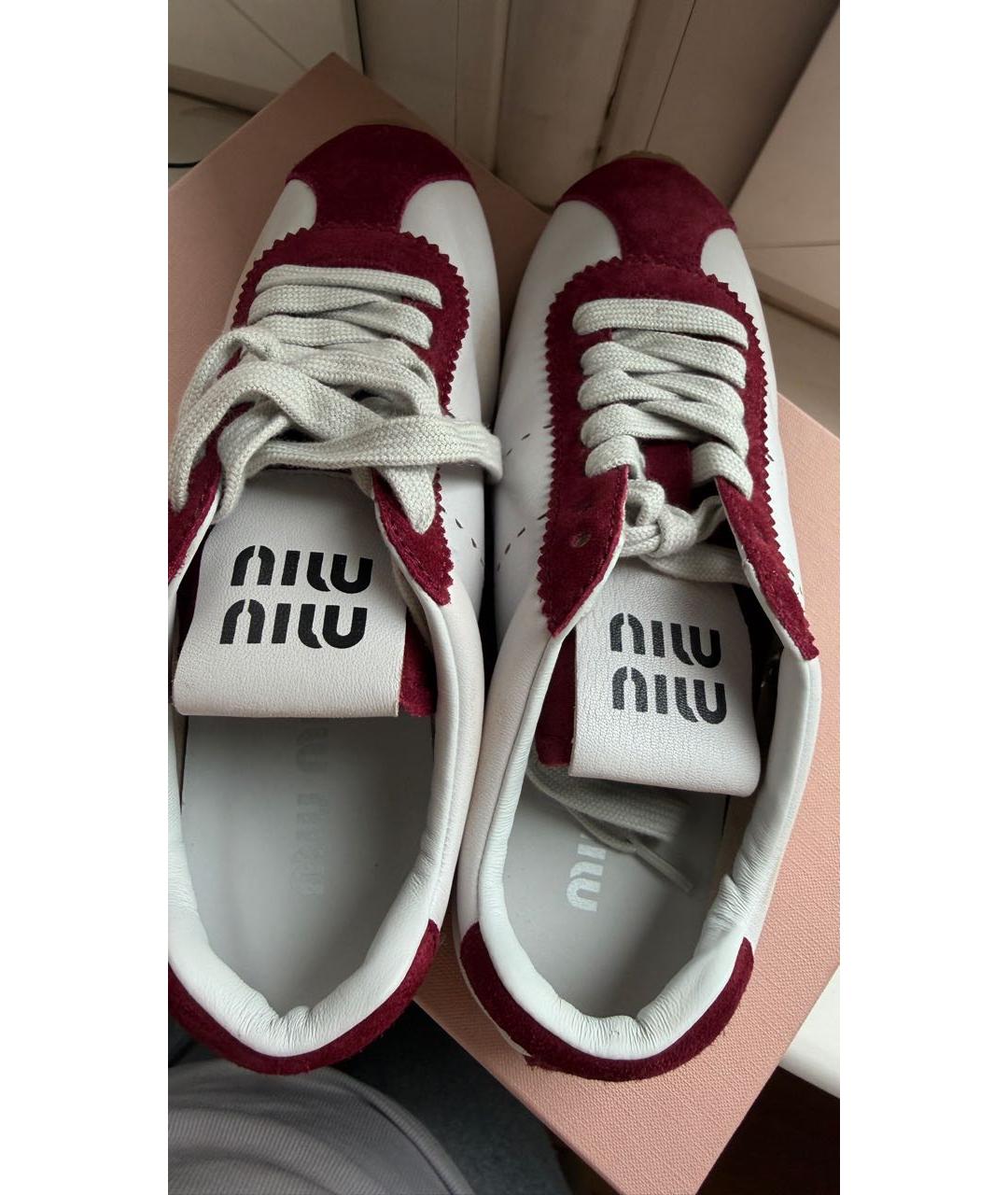 MIU MIU Белые кожаные кеды, фото 3