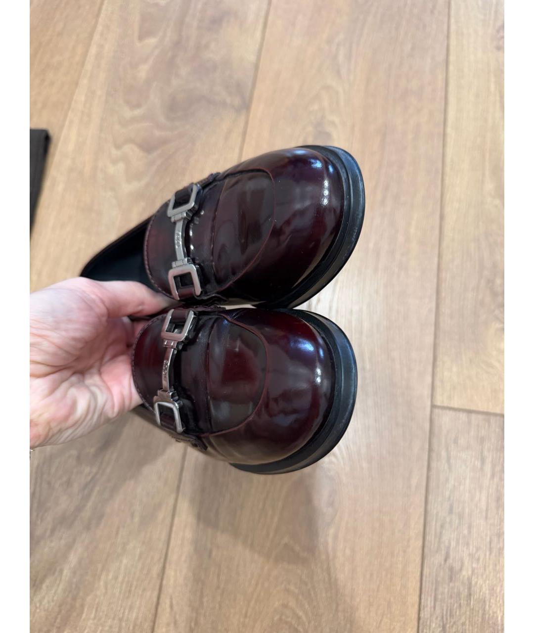 TOD'S Бордовые кожаные лоферы, фото 7