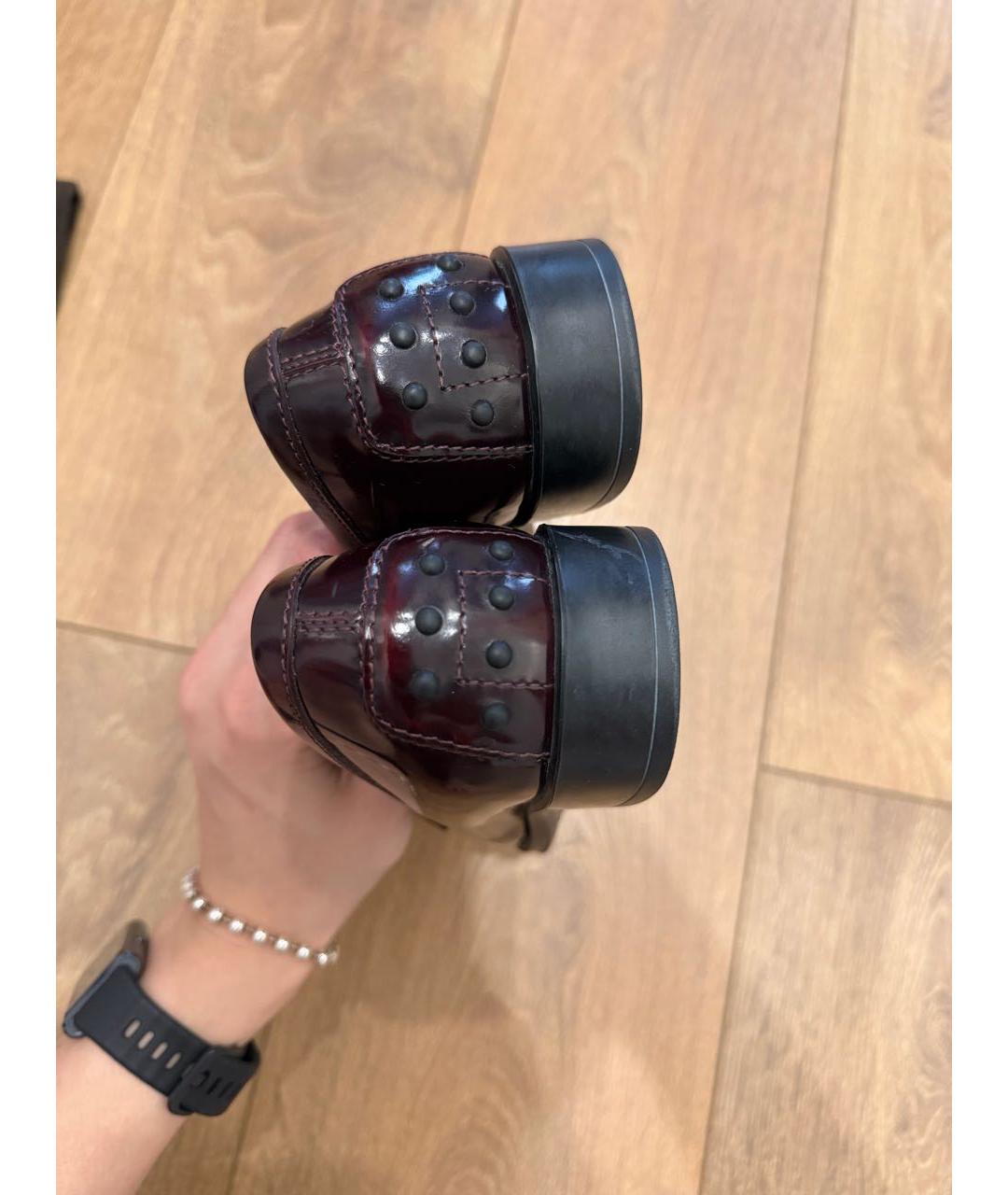 TOD'S Бордовые кожаные лоферы, фото 4
