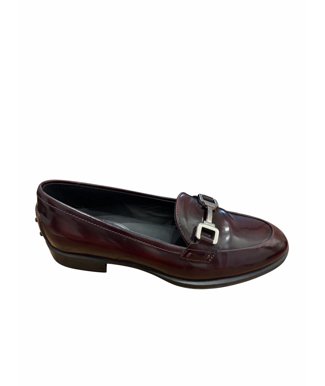 TOD'S Бордовые кожаные лоферы, фото 9