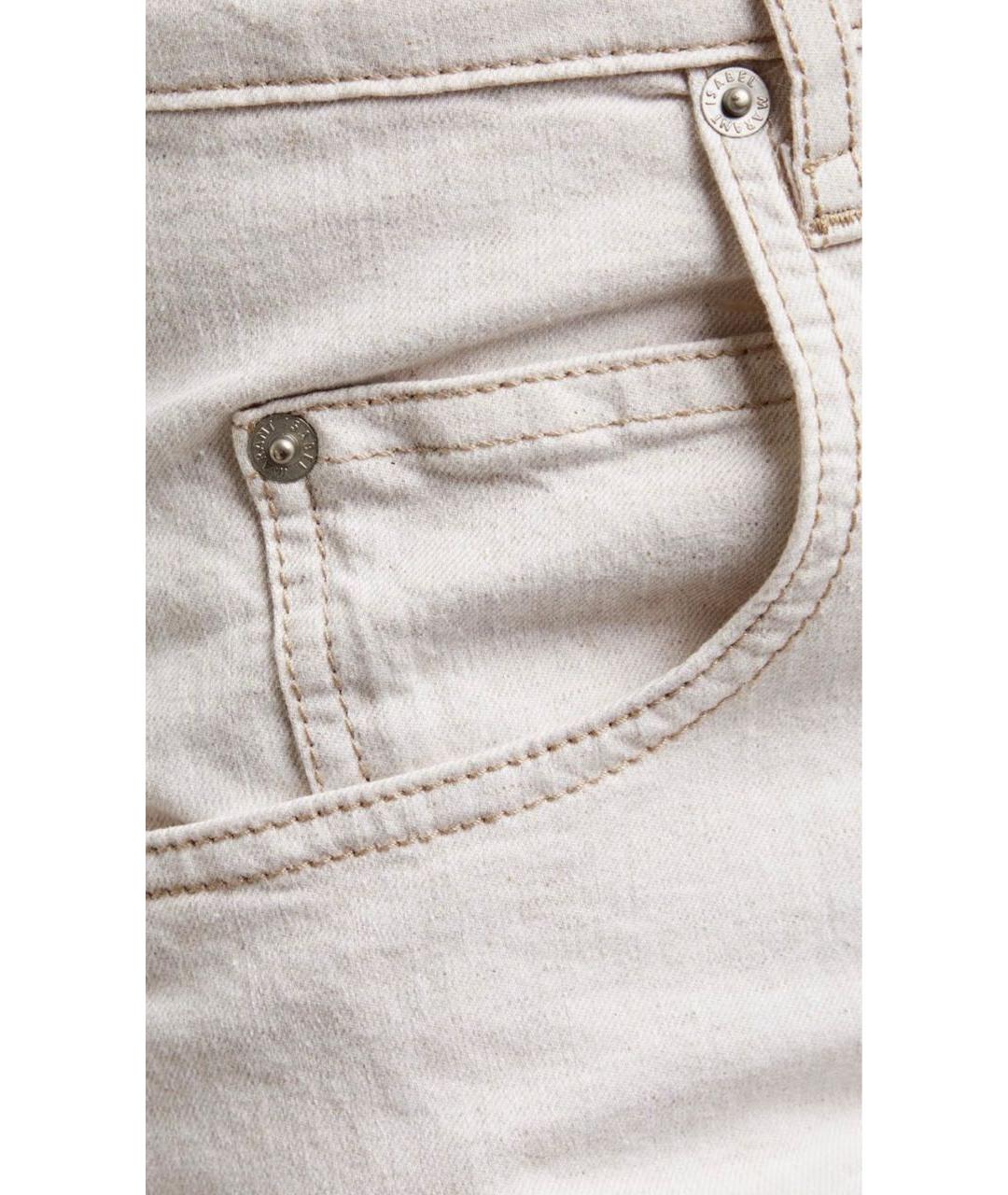 ISABEL MARANT ETOILE Бежевые хлопко-льняные джинсы слим, фото 4