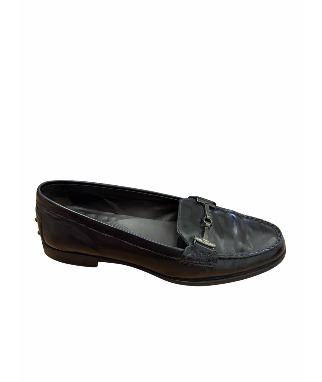 TOD'S Черные кожаные лоферы, фото 1