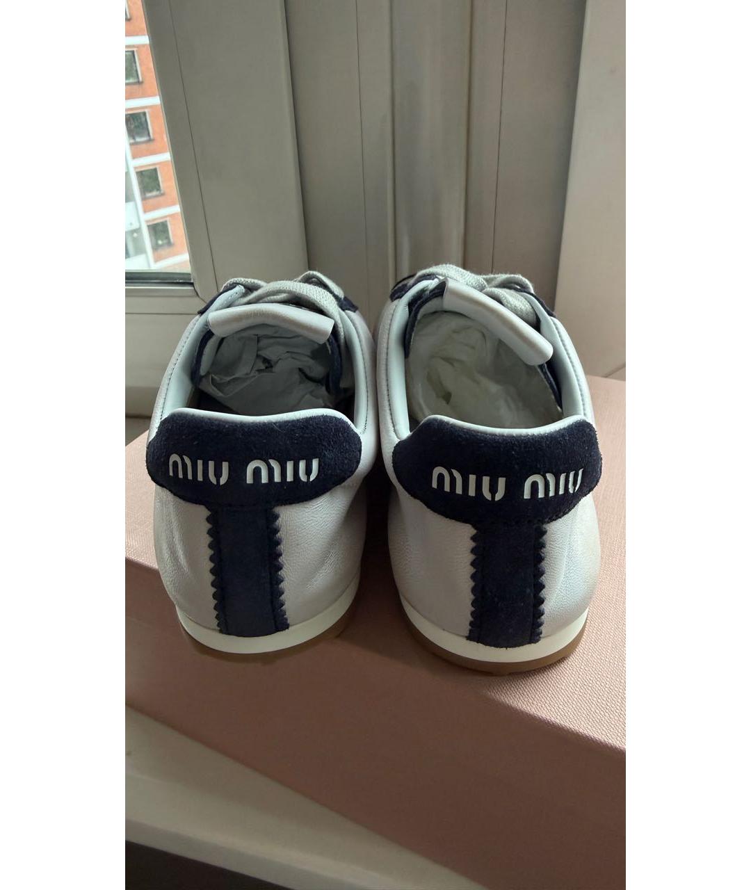 MIU MIU Белые кожаные кеды, фото 4