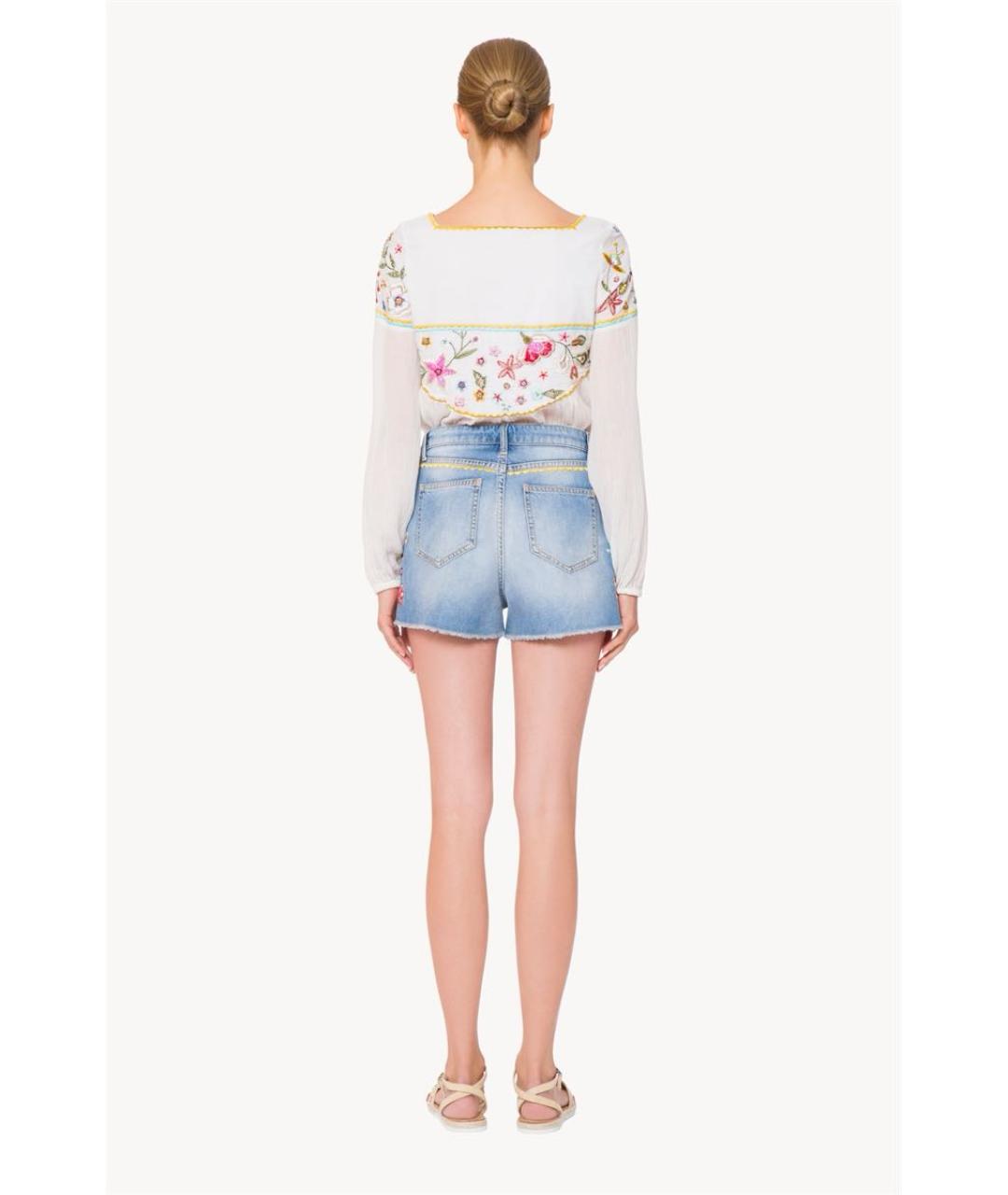 ERMANNO SCERVINO Голубые хлопковые шорты, фото 8