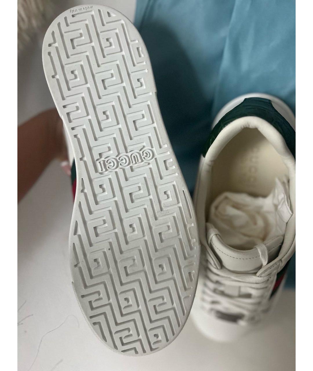 GUCCI Белые кожаные кроссовки, фото 4